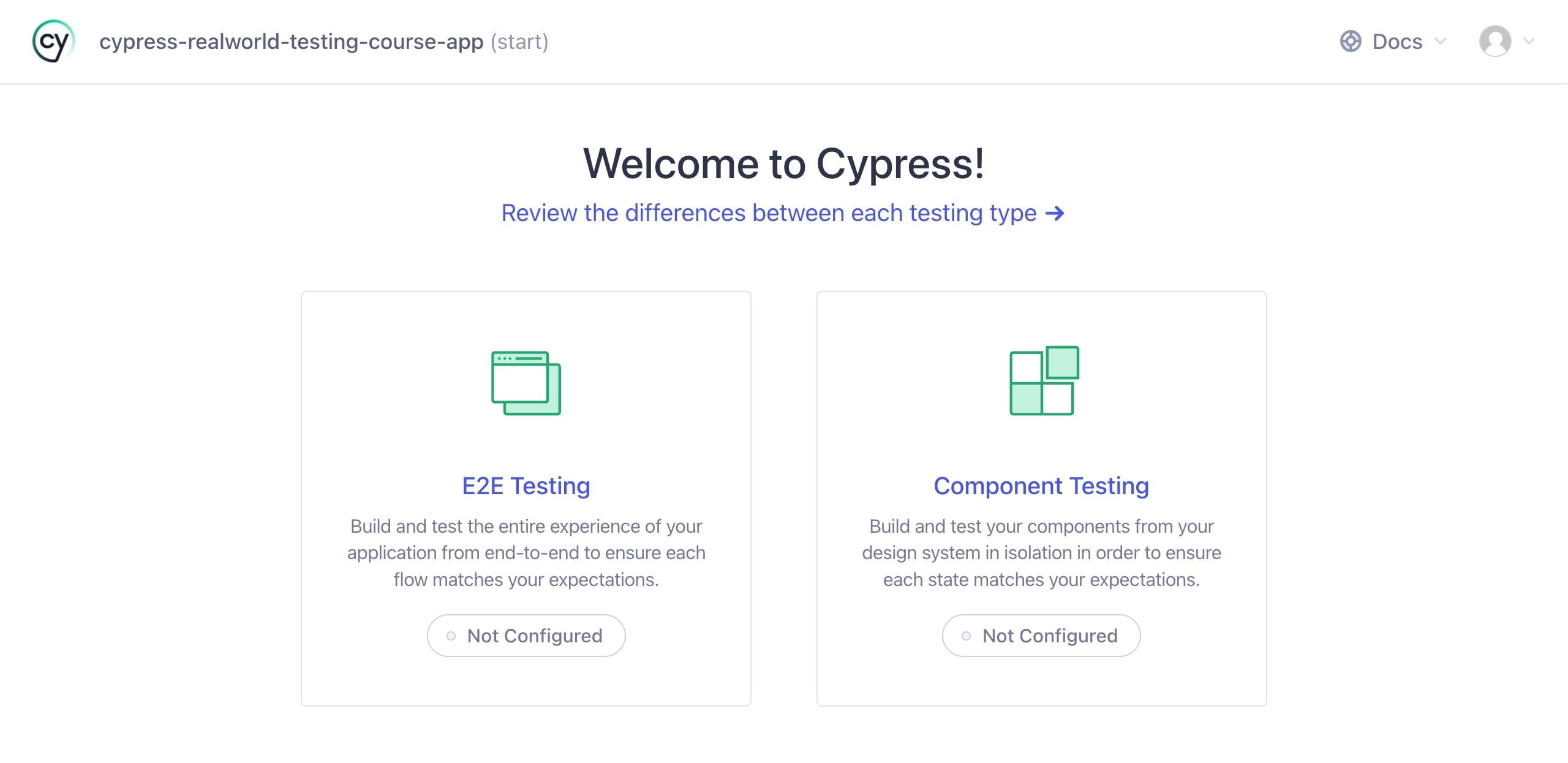 Choose testing type
